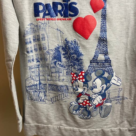 Disney Parks Paris Epcot World Showcase Mickie Minnie L Sparkly Long Sleeve T - Picture 4 of 5